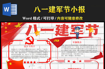 2021八一建軍節手抄報卡通黨建風小學生慶建軍94周年小報模板