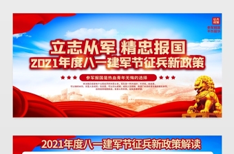 立志從軍精忠報(bào)國展板2021年度慶祝中國人民解放軍建軍94周年八一建軍節(jié)征兵宣傳展板