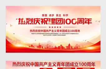 熱烈慶祝中國共青團建團100周年主題活動展板背景模板