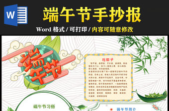 2021端午節手抄報中國傳統文化節日端午節小報模板