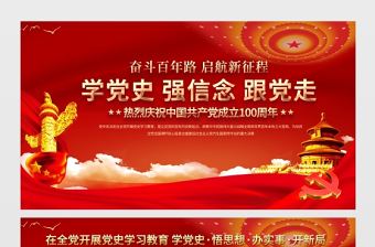 2021建黨100周年學黨史學習教育黨建設計展板