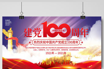 2021熱烈慶祝建黨100周年簡約大氣設(shè)計(jì)展板