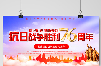 2021熱烈慶?？谷諔?zhàn)爭(zhēng)勝利76周年宣傳展板紀(jì)念抗日勝利緬懷戰(zhàn)爭(zhēng)英雄宣傳設(shè)計(jì)模板下載