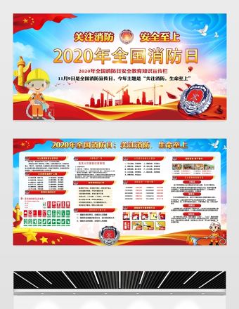 2020年全國(guó)消防日展板設(shè)計(jì)模板