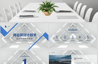 簡(jiǎn)潔大氣商業(yè)項(xiàng)目計(jì)劃書PPT模板幻燈片