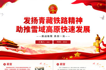 發揚青藏鐵路精神PPT大氣簡潔挑戰極限勇創一流助推雪域高原快速發展中國精神譜系黨課課件