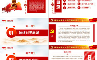 做黨光榮傳統(tǒng)和優(yōu)良作風(fēng)的忠實(shí)傳人PPT始終對(duì)黨忠誠(chéng)堅(jiān)持理論聯(lián)系實(shí)際密切聯(lián)系群眾開展批評(píng)和自我批評(píng)敢于斗爭(zhēng)善于斗爭(zhēng)永遠(yuǎn)艱苦奮斗黨課