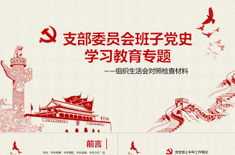 2021年支部委員會班子成員黨史學習教育專題組織生活會對照檢查材料PPT黨課模板下載