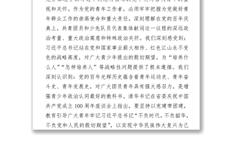 在省直機(jī)關(guān)學(xué)習(xí)“七一”重要講話精神座談會(huì)上的發(fā)言——團(tuán)省委