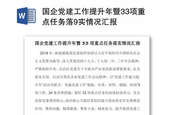 國企黨建工作提升年暨33項重點任務落實情況匯報