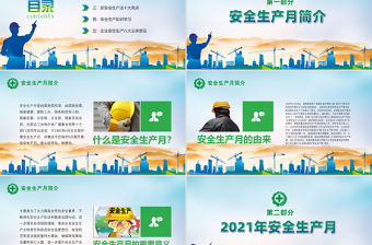 2021藍綠漸變開展全國安全生產月宣傳教育活動通知PPT