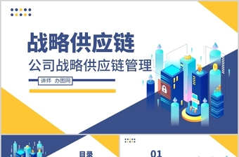 2021企業(yè)公司戰(zhàn)略供應鏈管理藍色卡通插畫商務風PPT模板
