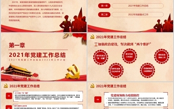2021年黨建工作總結(jié)及2022年工作計劃PPT黨員干部年終總結(jié)專題黨課課件模板