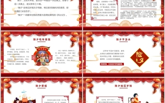 2022虎年除夕習俗PPT紅色中國風虎年新年除夕傳統知識課件模板