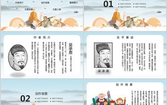 四大名著之一西游記知識經典文學名著導讀說課PPT模板