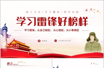2022學(xué)習(xí)雷鋒好榜樣PPT紅色簡(jiǎn)約大氣風(fēng)學(xué)習(xí)雷鋒精神教育宣傳課件模板