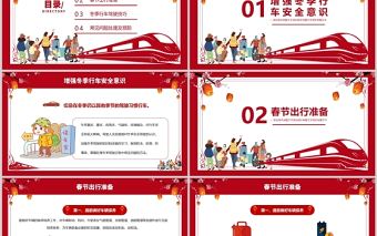 2022春運交通安全PPT中國風和諧春運平安行車專題課件模板