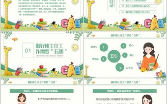 2022智慧的班主任PPT卡通創(chuàng)意細(xì)心愛(ài)心公平心責(zé)任心寬容心中小學(xué)班主任經(jīng)驗(yàn)交流主題課件