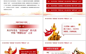 從百年黨史中大浪淘沙PPT紅色黨政風(fēng)黨員輔導(dǎo)專題黨課課件