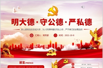 2021學(xué)史崇德黨員干部要明大德守公德嚴(yán)私德黨課黨政PPT模板