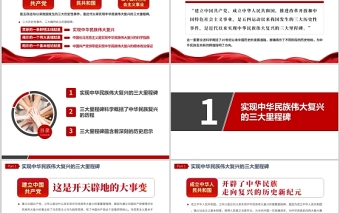 2021中華民族偉大復(fù)興的三大里程碑紅色中國風(fēng)黨政微黨課PPT