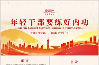 年輕干部要練好內功PPT紅色黨政風年輕干部學習輔導專題黨課課件