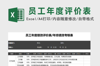 员工年度绩效评价表年终绩效考核Excel表格