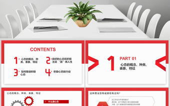 紅色員工心態溝通培訓知識簡約大氣通用PPT模板PPT