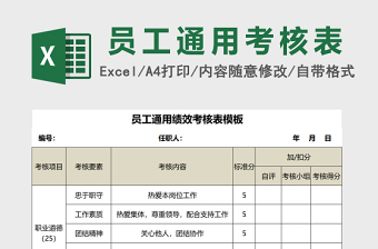 員工通用績效考核表Excel表格
