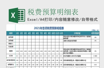 公司税费预算明细表Excel表格