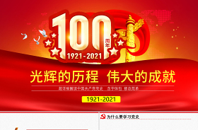 2021中共发布建党100周年标准 高清图案ppt