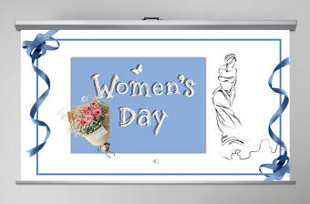 藍色小清新婦女節PPT模板