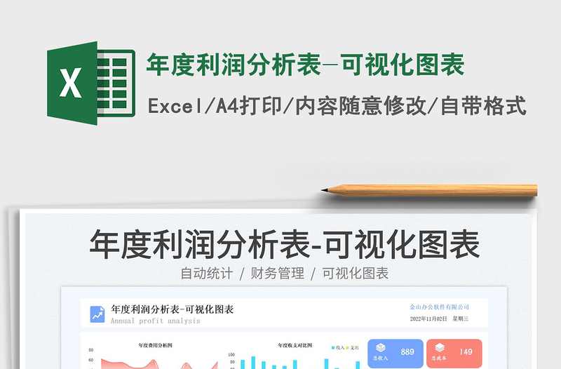 年度利潤分析表-可視化圖表免費下載
