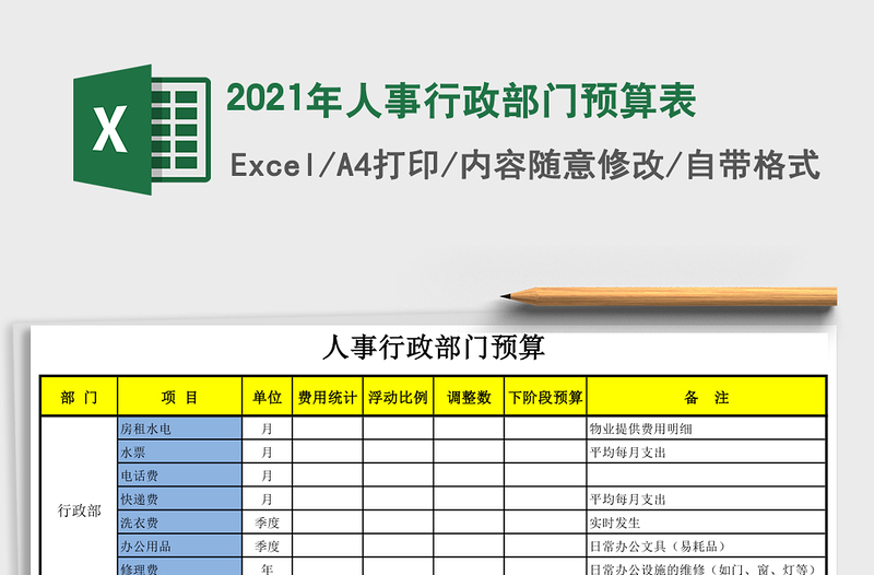 2021年人事行政部門預算表