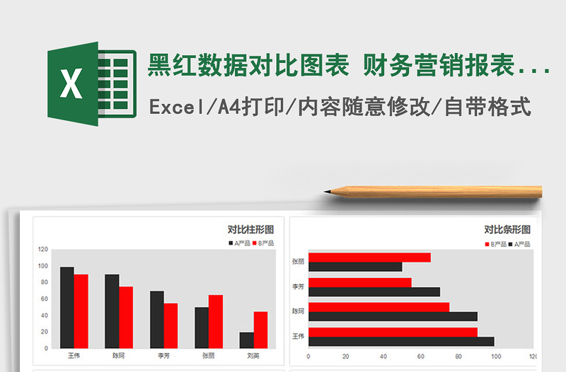 2021年黑紅數(shù)據(jù)對(duì)比圖表 財(cái)務(wù)營(yíng)銷(xiāo)報(bào)表數(shù)據(jù)可視化