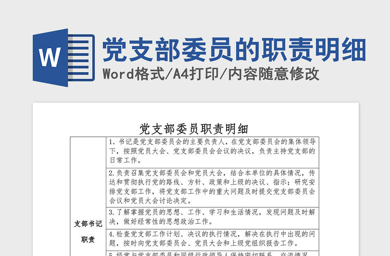 2021年黨支部委員的職責(zé)明細(xì)