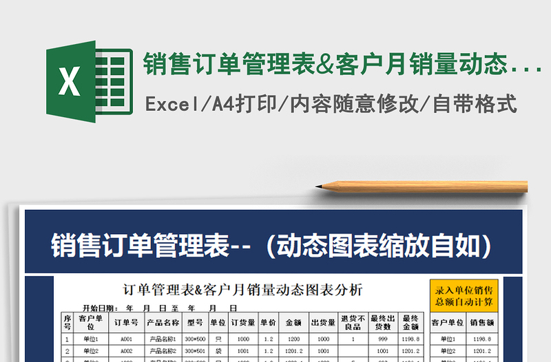 2021年銷售訂單管理表&客戶月銷量動(dòng)態(tài)圖標(biāo)分析