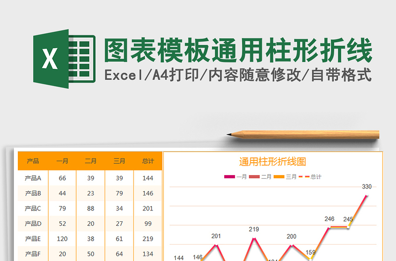 2021年图表模板通用柱形折线免费下载