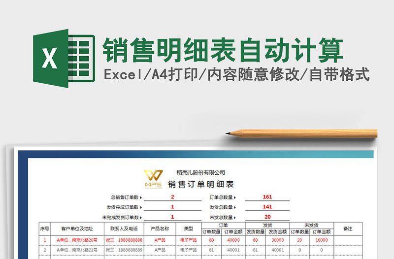 2021年銷售明細表自動計算