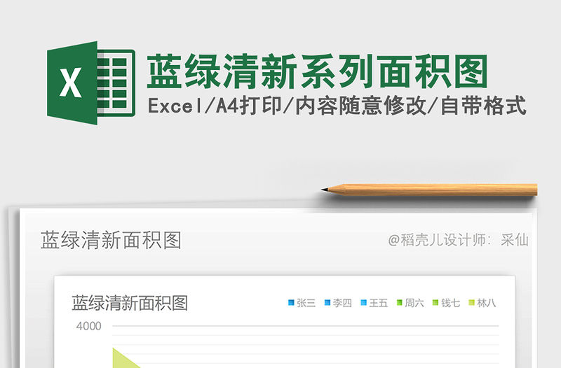 2021年藍綠清新系列面積圖