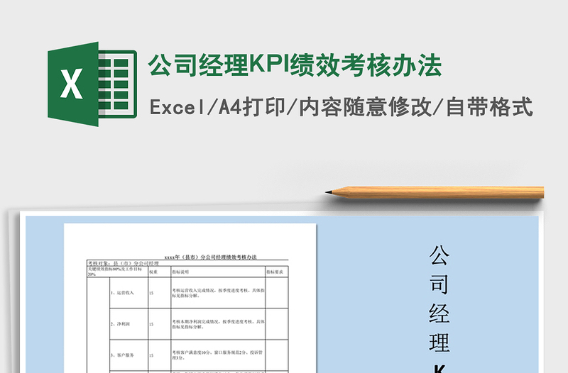 2022公司经理KPI绩效考核办法免费下载