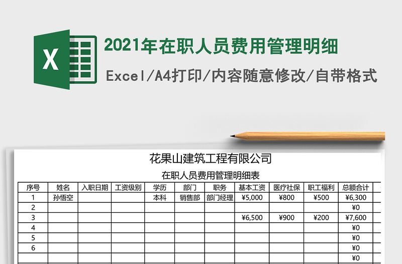 2021年在職人員費(fèi)用管理明細(xì)
