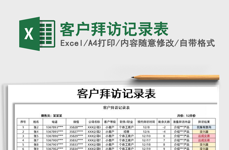 2021年客戶拜訪記錄表