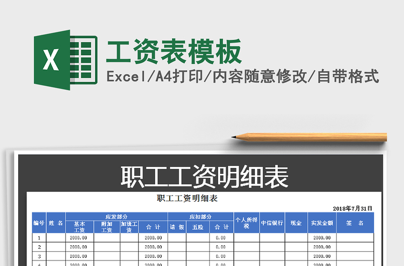 2022工資表模板免費下載