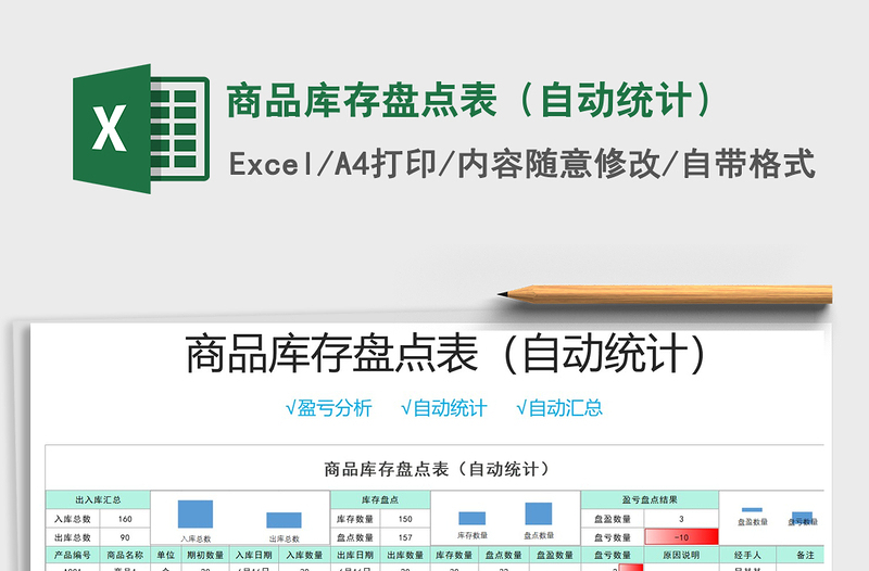 2021年商品庫(kù)存盤(pán)點(diǎn)表（自動(dòng)統(tǒng)計(jì)）
