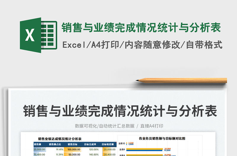 2023銷售與業績完成情況統計與分析表免費下載