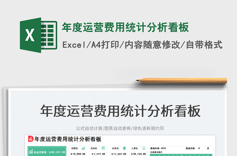 2022年度運營費用統(tǒng)計分析看板免費下載
