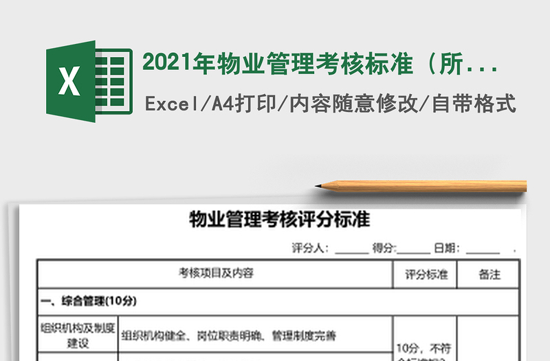 2021年物業(yè)管理考核標(biāo)準(zhǔn)(所有部門)