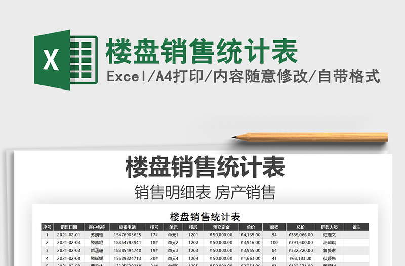 2021年楼盘销售统计表