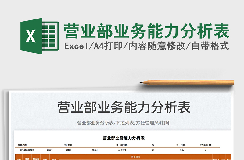 2022營業(yè)部業(yè)務能力分析表免費下載